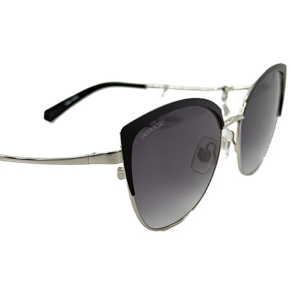 Swarovski SK0318 Womens Metal Sunglass 02B Matte Black Gradient Smoke 54-17